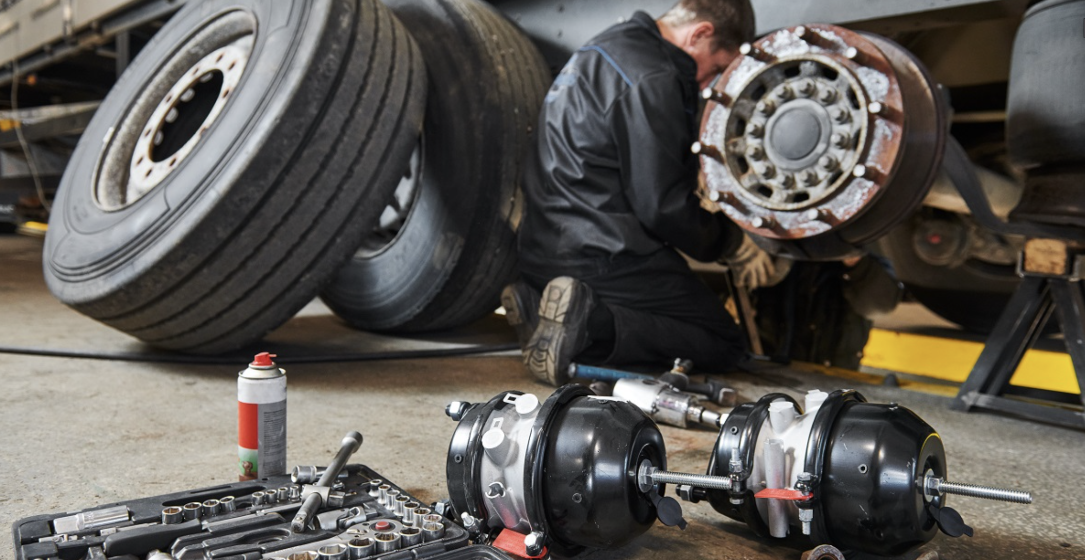 this image shows truck brake service in Las Vegas, NV